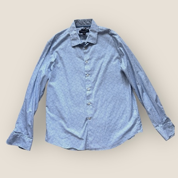 Pronto Uomo - Modern Fit Blue Patterned Shirt - Size L - Picture 4 of 11